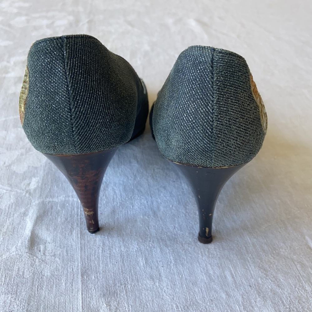 **SOLD Thierry Mugler Paris vintage denim/leather heels - Picture 5 of 6
